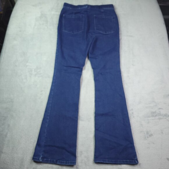 Juniors Flare Pull On Jeans M (7-9) Dark Wash Mid Rise Stretch No Boundaries - Picture 3 of 7